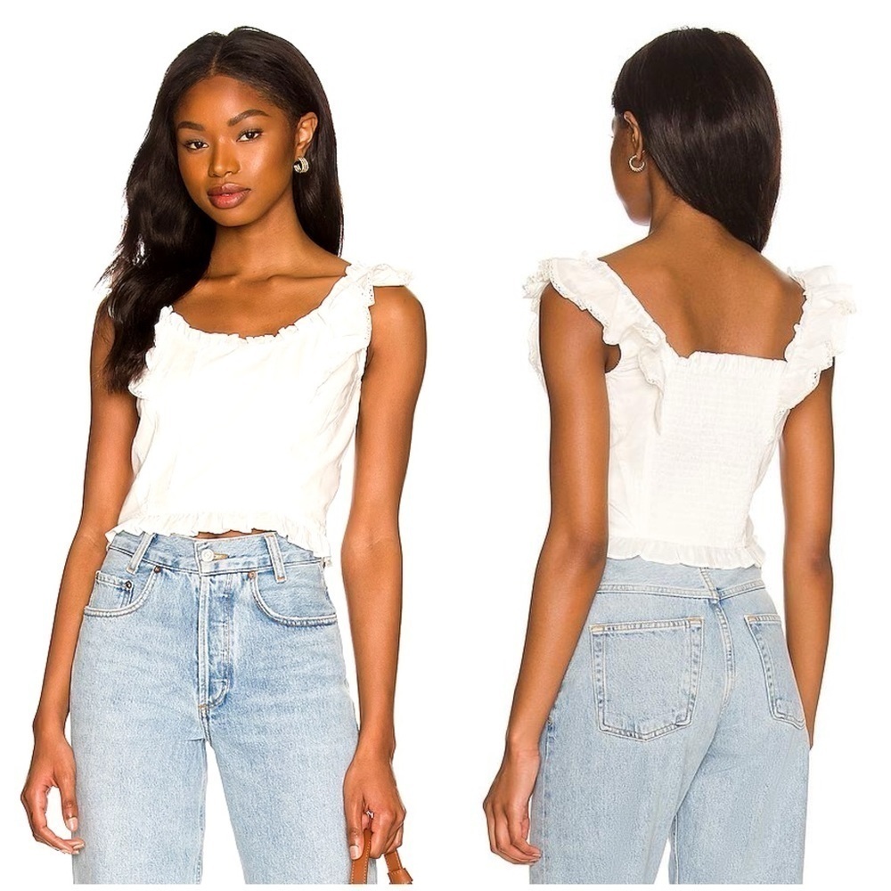 1. State Ruffle Crop Top in New Ivory Size 4